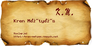 Kren Mátyás névjegykártya